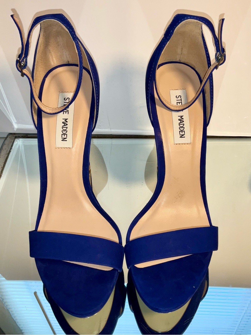 Steve Madden Cobalt Blue Suede Ankle-Strap Heels